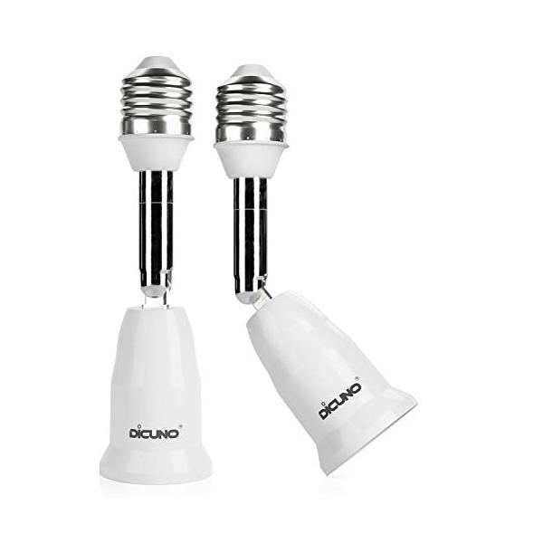 他サイト： DiCUNO E26→E26 口金延長アダプター E26 延長ソケット 角度可調 約11.5CM延長する 難燃性材料PBT 2個セットの商品画像