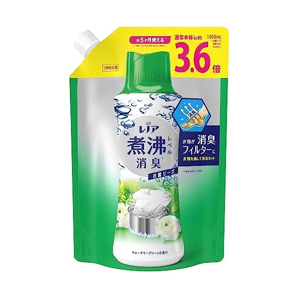 他サイト： レノア 超消臭 煮沸レベル消臭 抗菌ビーズ ウォータリーグリーン 詰め替え 大容量 1500mLの商品画像