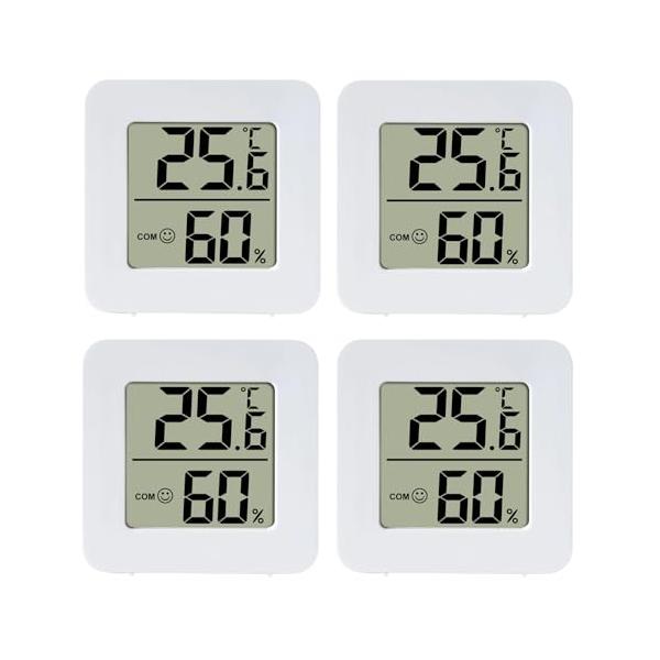 NumberOfItems:4・製品内容電子湿式温度計。・LCDディスプレイ大きくて明るいデジタル画面を備え、乾燥から湿潤までのシンプルな湿度インジケーターも表示される、この室内温度計は、現在の湿度レベルを示す明確な湿度表示が特徴です。この...