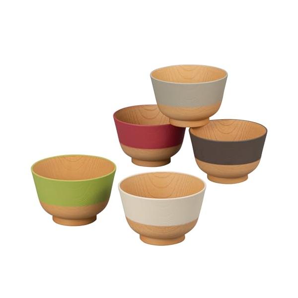 他サイト： カノーやさしい彩り 抗菌 汁椀 5客組 79647電子レンジOK 食洗機OK 抗菌 5色組 やさしい色合い 汁椀 お椀の商品画像