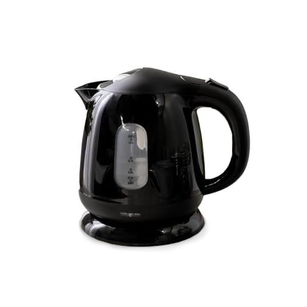 他サイト： ヒロコーポレーション ヒロ・コーポレーション コンパクトケトル 中身が見やすい 電気ケトル 付き 空焚き防止機能付き ブラック HKT-100の商品画像
