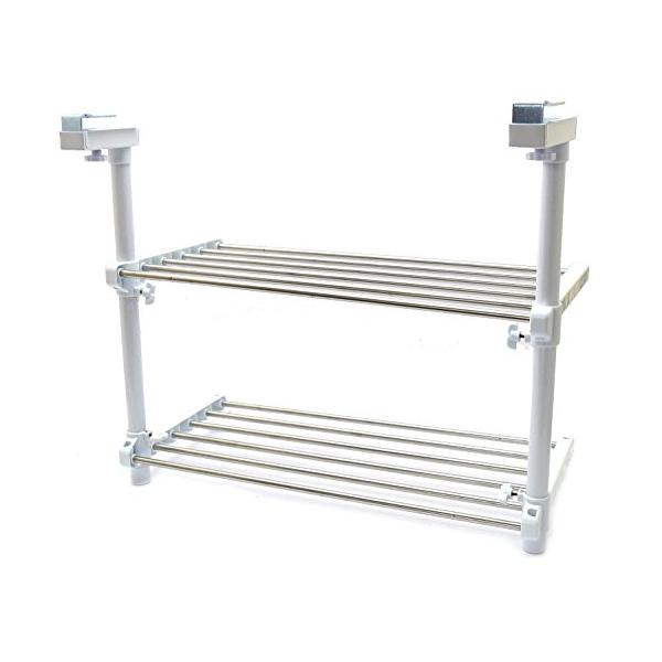 モダン・ホワイト  T2-900S・・PatternName:2段・サイズ:60×32×48cm・本体重量:2.1kg・[材質]棚:ステンレス鋼/支柱パイプ:鉄(エポキシ紛体焼付塗装)/金具・ネジ:ステンレス鋼・鉄(メッキ仕上げ)/樹脂部:...