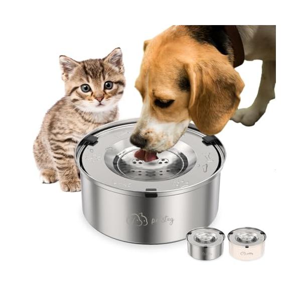 シルバー/3L(大型犬・多頭飼いなどに対応)/CXG24003・Color:シルバーSize:3L(大型犬・多頭飼いなどに対応)・パッケージ個数:1・2025最新製品・ステンレス製こぼれないペット用水飲み器・New Color新色「ベージュ...