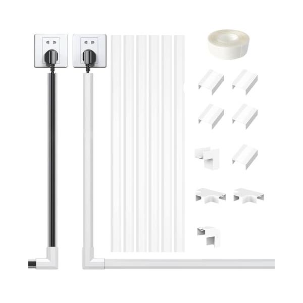 他サイト： 配線カバー モール 配線隠しカバー コードプロテクター ケーブルカバー モール 電線ケーブルカバー ケー インストールが簡単 (ホワイト，6本セの商品画像