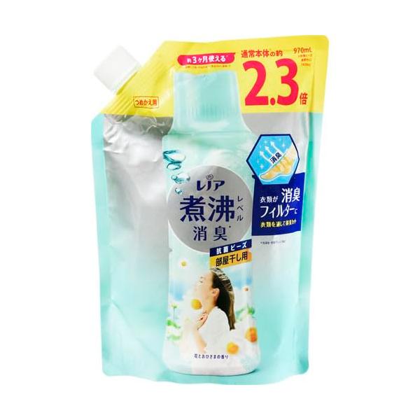 他サイト： レノア 煮沸レベル消臭 抗菌ビーズ 部屋干し 花とおひさまの香り 特大 詰め替え 970mLの商品画像