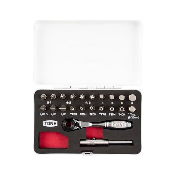 他サイト： トネ(TONE) ビットラチェットセット BRS20MW ビット差込 &amp;6.35mm(1/4) ホワイト 内容22点の商品画像