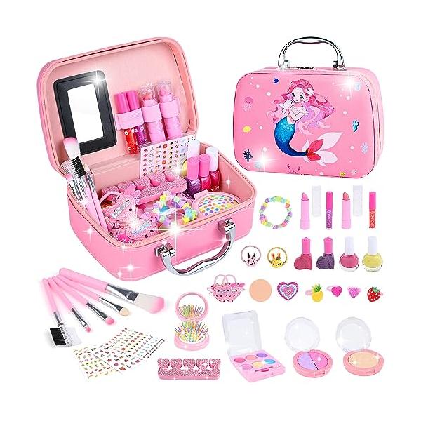 超豪華、種類が多この子供用メイクセットには、ヘアロープ * 4、ブレスレット * 1、つめやすり * 1、足指サポーター * 1、ネイルポリッシュ * 4、リップグロス * 2、口紅 * 2、ファンデーション * 1、リング * 4、コーム...