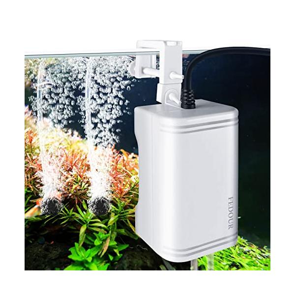 他サイト： FEDOUR 一つ吐出口 小さい水槽エアーポンプ ミニ魚用静音酸素ポンプ エアー量可調節 水槽に掛けできる空気ポンプ アクセサリー付きの商品画像