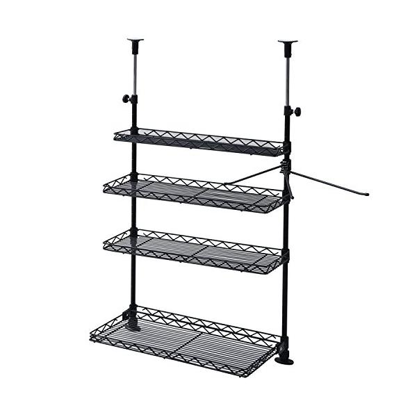 他サイト： 山善 突っ張りキッチンラック 幅45×奥行21.5×高さ72-115cm 4段 タオルハンガー こぼれ止め 下段はね上げ式 棚板高さ調節可能 品の商品画像