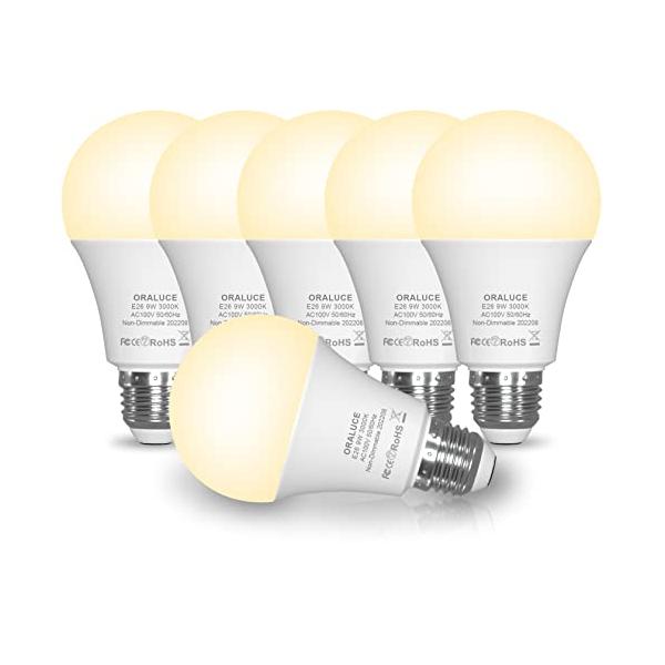 他サイト： ORALUCE LED電球 E26口金 9W 900lm 60W形相当 高輝度 電球色 3000K 広配光タイプ 高演色 省エネ 密閉形器具対応の商品画像