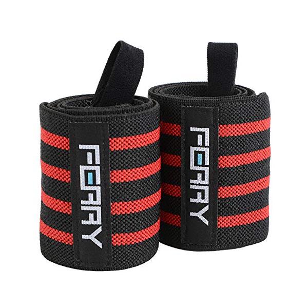 他サイト： (フェリー) FERRY リストラップ ウエイトトレーニング 手首固定 60cm（2枚組） ブラック/レッドの商品画像