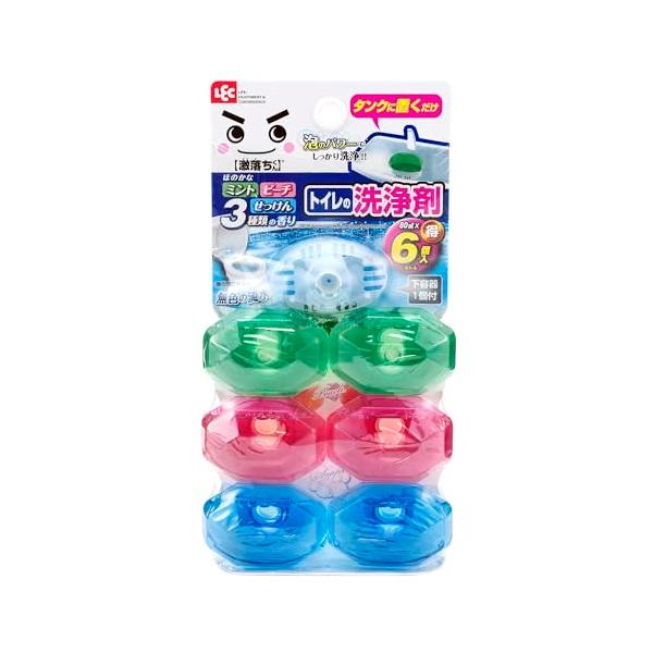 他サイト： 激落ちくん レック(LEC) タンクにポン トイレの洗浄剤 80ml (本体+ボトル6個付き) ミント・ピーチ・せっけん 3種の香りアソート 無の商品画像
