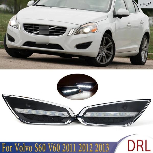 並行輸入品 ボルボ S60 V60 2011 2012 2013 用フロントバンパー LED DRL デイタイム ドライビング フォグ ランプ カバー フレーム