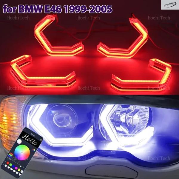 並行輸入品 BMW 3シリーズ E46セダン 1999-2005 318i 330i 325i 335i用 M4スタイルLEDエンジェルアイキットリングRGBカ