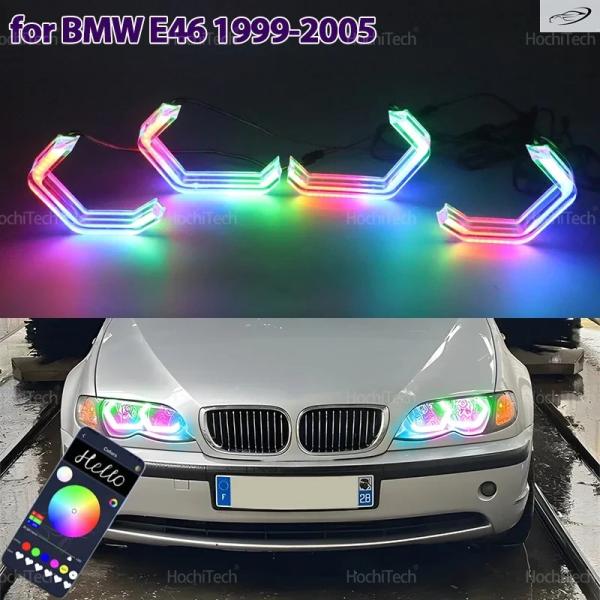 並行輸入品 BMW 3シリーズ E46セダン 1999-2005用 M4スタイル LEDエンジェルアイキット リング点滅 RGB アプリ制御 ヘッドライトランプ