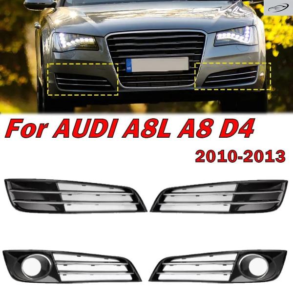 並行輸入品 アウディ A8L A8 D4 2010 - 13 車用 左側 右側 フロント クローム バンパー フォグランプ グリルカバー