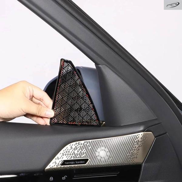 並行輸入品 BMW 5シリーズ G60 2024 2025用  シルバー/ブラック 車用Aピラーオーディオスピーカーカバートリム カーアクセサリー