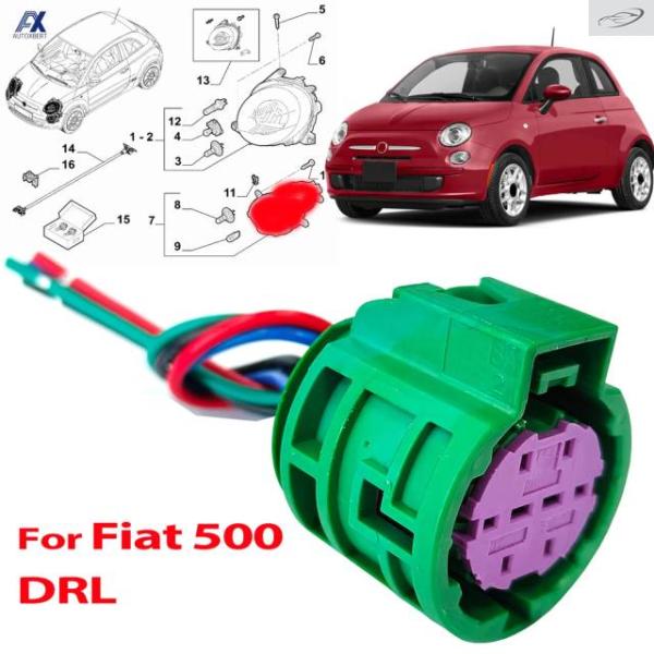 並行輸入品 フィアット500アバルト595 2007 - 2025用 フロントDRLデイタイムランニングライトランプコネクターリペアキットプラグハーネスルーム4
