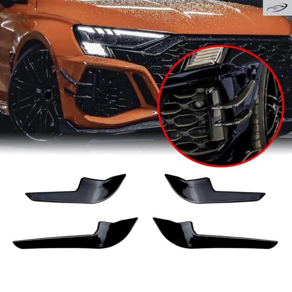 並行輸入品 アウディ RS3 8Y 2021-2024 セダン 4ドア用 フロントバンパー サイドベントトリムカバー エアインテークフレーム スポイラー スプリ