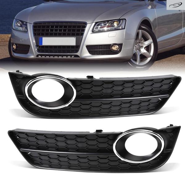 並行輸入品 アウディ A5 2008/11/01 2012 用 フロントバンパー フォグランプ グリルカバー ブラック 8T0807681 8T0807682