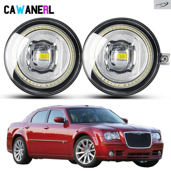 並行輸入品 クライスラー300 2007 2008 2009用LEDフォグランプエンジェルアイDRL2個セット300Cには不適H10 9005 車用フロントフォ