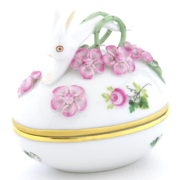 Herend ヘレンド ウィーンの薔薇　シンプルボンボン入れ　卵形　小物入れ箱付 ヘレンド（HEREND） ウィーンの薔薇・シンプル ボンボン入れ 卵形小物