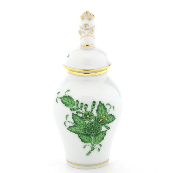 ヘレンド(Herend) 蓋付き飾り壺(高さ:10cm) アポニーグリーン(06574/AV) ハンドメイド ミニ花瓶 花器 飾り物 送料無料料 ギフト包装無料(純正ボックス使用) 新品