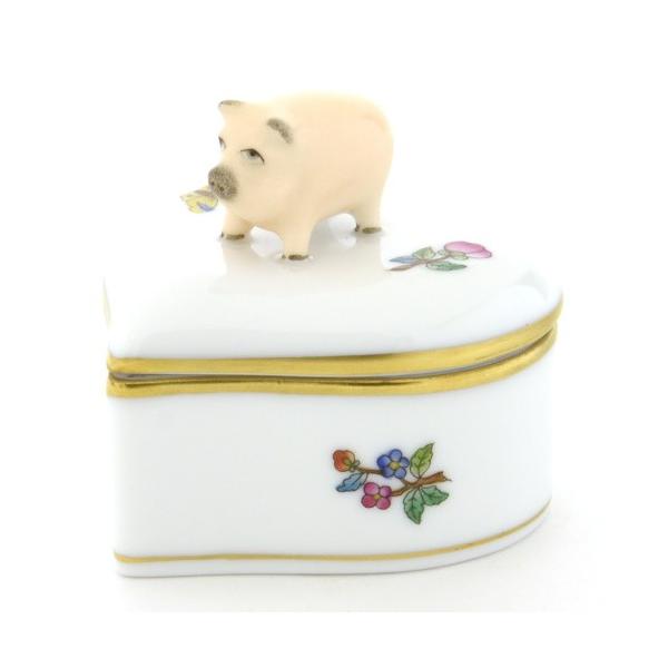 ヘレンド（HEREND） ハート形小物入れ(高さ:5.5cm)豚飾り ヴィクトリア
