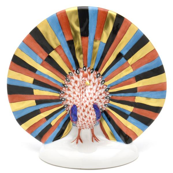ヘレンド・フィギュリン 孔雀ピーコック ヘレンド（HEREND） ピーコック(高さ:11.5cm) 孔雀置物(05074/VH)赤色