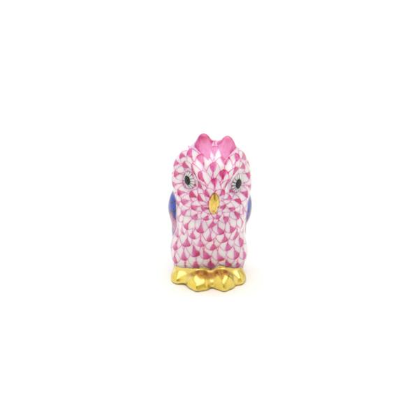 Herend ヘレンド フクロウ 陶器 フィギュリン ヘレンド 梟(ミニ)置物 ピンクの鱗模様 手描き 磁器製 ふくろう