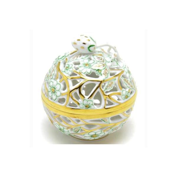 美品・箱付き】ヘレンド／苺摘み 透かし彫り ボンボン入れ 小物入れ