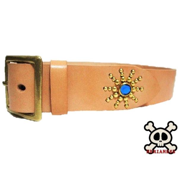 真鍮製バックル　栃木レザー　エンドオンリースタッズベルト　黒（ブラックスポッツ） 真鍮製バックル 栃木レザー エンドオンリー 真鍮スタッズベルト