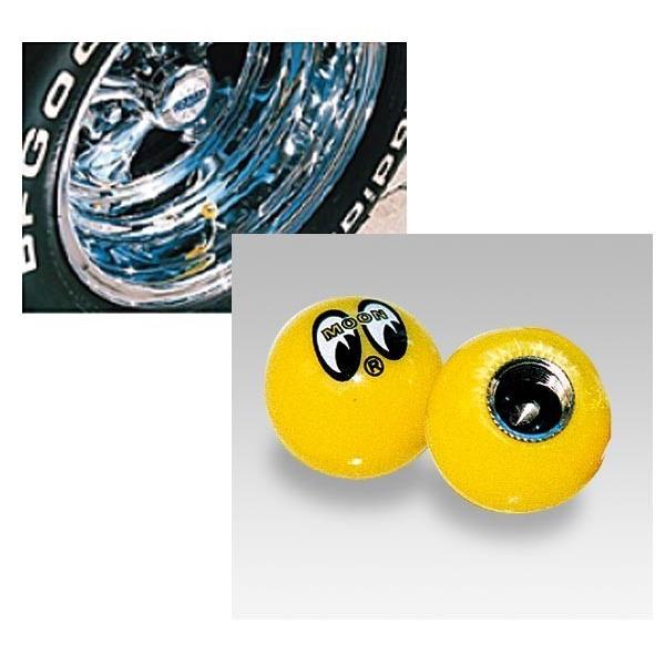 レターパックプラス対応 MOONEYES ムーンアイズ アイボール エアバルブ キャップ 1ペア 黄色 イエロー 球体 丸 カーアクセサリー ドレスアップ カスタム