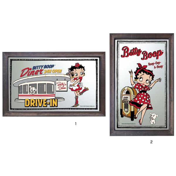 ベティブープ　ミラー　ダイナー　アメリカン ウッド パブ ミラー 新品 Betty Boop ベティちゃん ダイナー ウッド パブミラー PUB