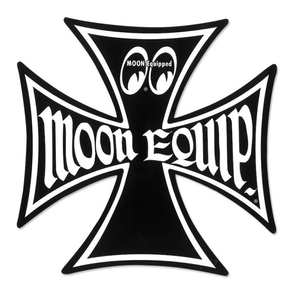 レターパックプラス対応 MOONEYES ムーンアイズ Equipped アイアンクロス ステッカー Sサイズ 15.3cm ブラック 黒 イクイップド デカール カー用品 MOON Equip.