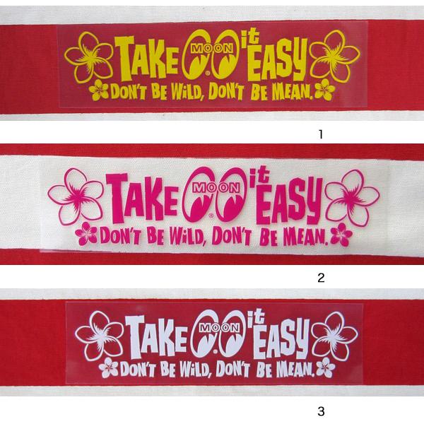レターパックプラス対応 MOONEYES ムーンアイズ Take it Easy ステッカー イエロー ピンク ホワイト デカール 転写式 切り抜き カーアクセサリー 車外アクセ