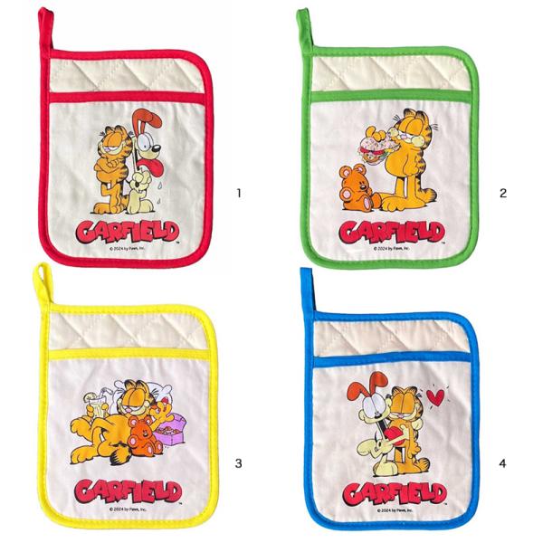 レターパックプラス対応 ガーフィールド POT PAD ポットバッド レッド グリーン イエロー 青色 オーブングローブ 鍋つかみ 鍋敷きミトン 台所用品 キッチン雑貨