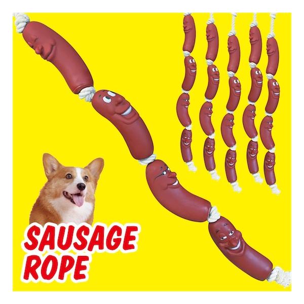 レターパックプラス対応 ソーセージ ロープ 犬おもちゃ 犬玩具 イヌおもちゃ イヌ玩具 ペット玩具 ペット用品 犬用品 インテリア雑貨 ウィンナーロープ