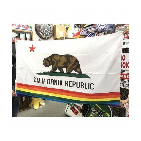 レターパックプラス対応 CALIFORNIA REPUBLIC カリフォルニアリパブリック フラッグ レインボー タペストリー カリフォルニア州旗  クマ インテリア雑貨