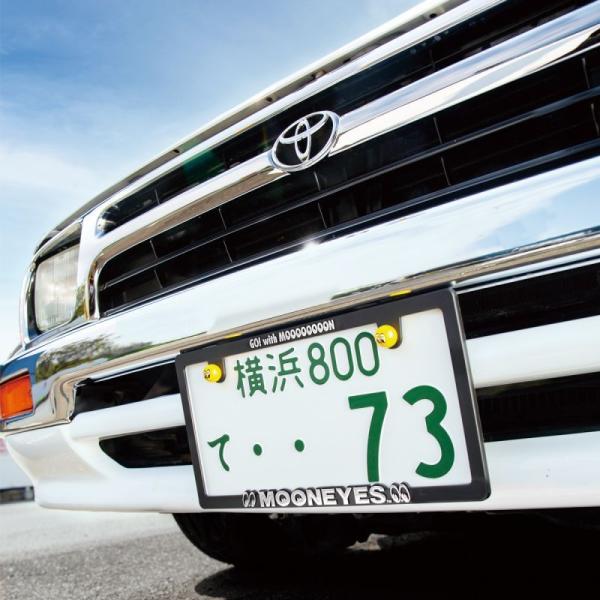 Raised MOONEYES ムーンアイズ ロゴ スキニー ライセンス ナンバーフレーム 3D プレートフレーム 新基準適用 国産車対応 日本車対応 車外アクセサリー