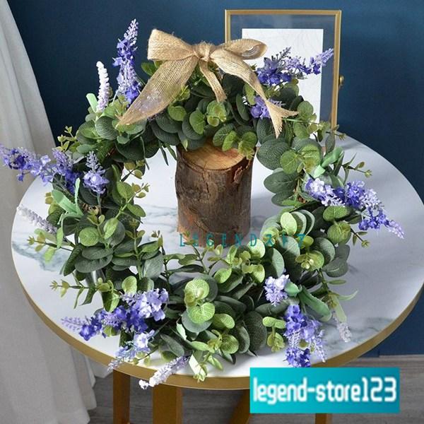 玄関用リース 造花 インテリア ラベンダー ドア飾り 壁掛け 玄関飾り 