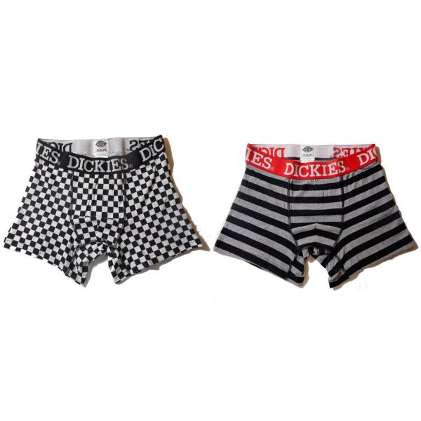 【2枚で1セット】 ディッキーズ ボクサーパンツ 黒白チェックxグレイボーダー dickies コンフォートフィット 下着 トランクス