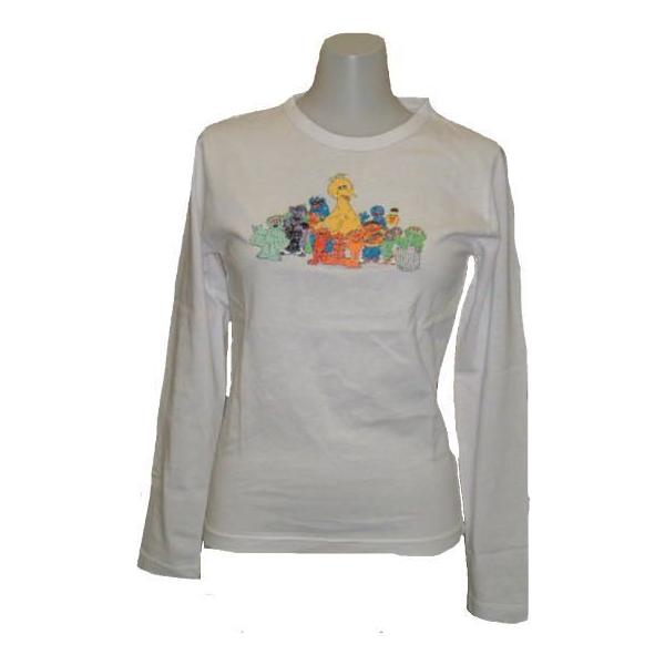 セサミストリート 長袖Tシャツ キャラクター全員 3-0015 白