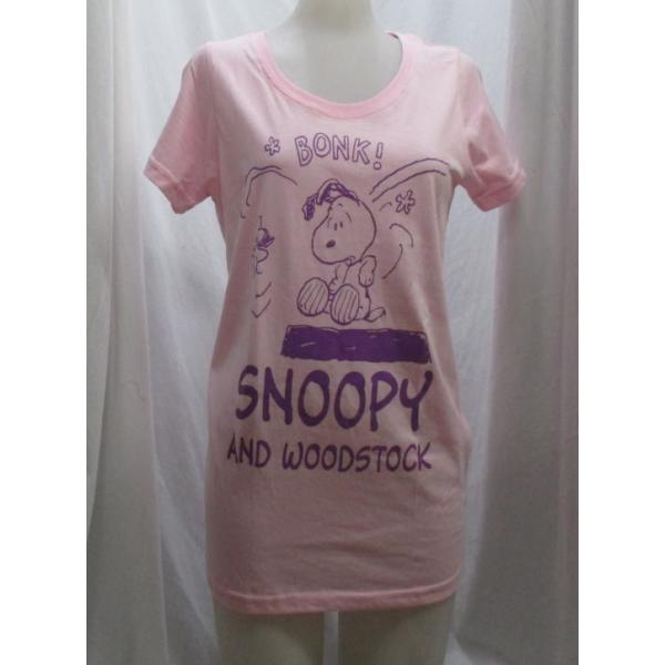訳あり スヌーピー レディース Ｔシャツ ピンク Mサイズ ST01