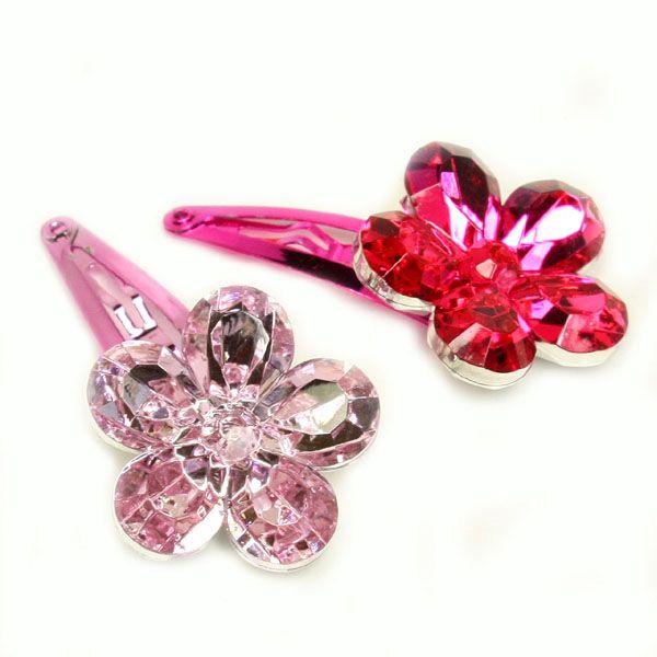 ヘアピン 子供 きらきらフラワーのクリアジュエル B28-パッチン