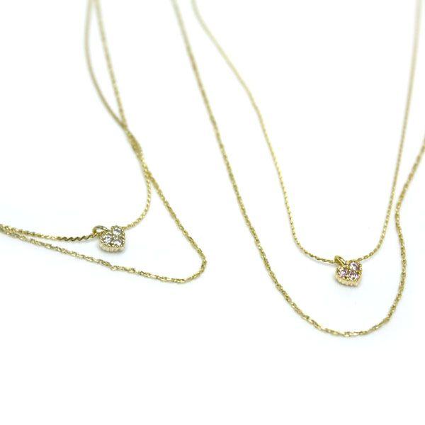 ネックレス ハートペンダント 2連 K18-03 : アクセサリーのヒロイン