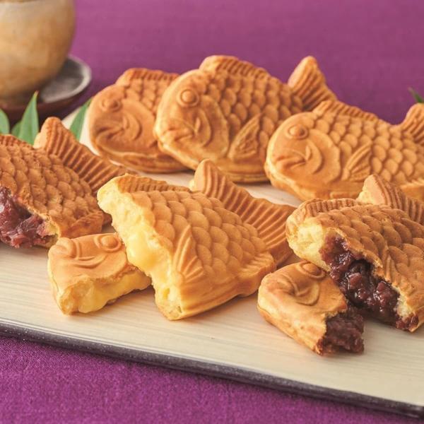 内容量：粒あんたい焼き 85g、こしあんたい焼き 85g、カスタードたい焼き80g ×各3原材料名：たい焼き (粒あん) 小麦粉(国内製造)、小豆(北海道)、砂糖、鶏卵、麦芽水飴、植物油脂、脱脂粉乳、バター、食塩/重曹、(一部に小麦・卵・乳...