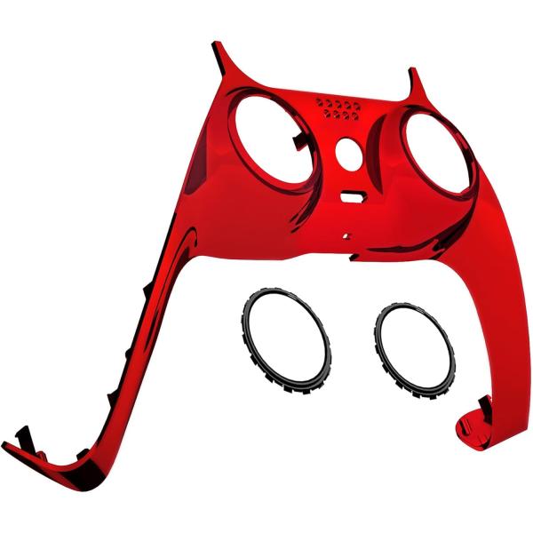 【並行輸入品】eXtremeRate クロームレッド 光沢 装飾トリムシェル ps5コントローラー対応 DIY交換用クリップシェル カスタムプレートカバー