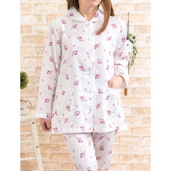 パジャマ レディース 前開き 長袖 春秋 肌にやさしい綿100 ダブルガーゼ バラ柄 Sサイズ Llサイズあり 女性用 ナイトウェア ルームウェア 部屋着の時間 通販 Yahoo ショッピング