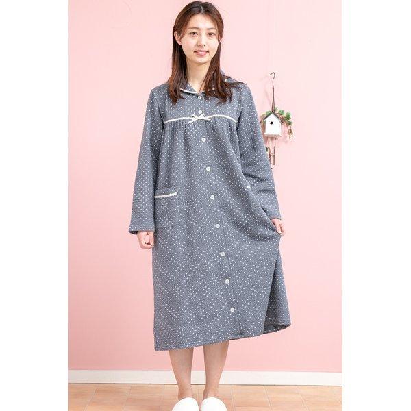 ワンピース 前開き 冬 肌に優しい綿100 中綿ニットキルトドット ネグリジェ マタニティパジャマにも最適 入院準備 M Ll L Ll 部屋着の時間 通販 Yahoo ショッピング